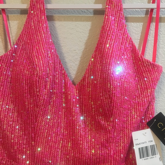 NWT! Barbie Pink Sequin Halter Mini-Dress - Picture 2 of 7